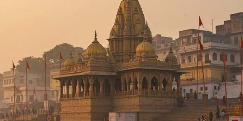 Kashi Vishwanath at Varanasi on the banks of the Ganga, visited on the Ayodhya, Prayagraj and Varanasi yatra