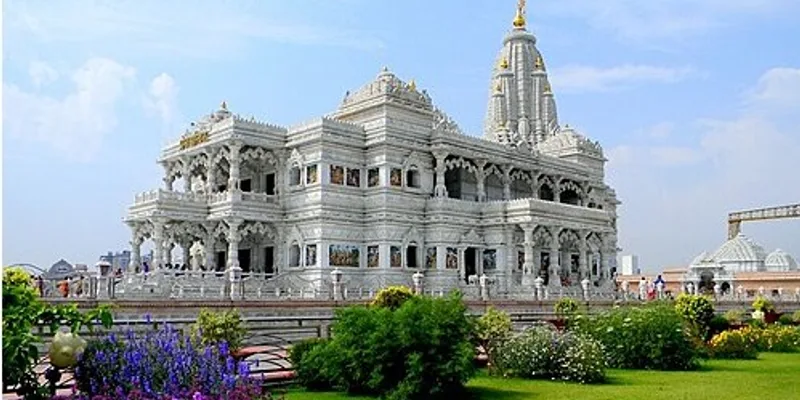 Prem Mandir in Vrindavan, one of the temples visited on the Gokul, Mathura and Vrindavan yatra